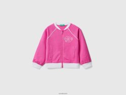 fuchsia Benetton barn genser i stretchbomull med glidelås 20TRB5640