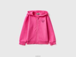 fuchsia Benetton barn hettegenser med glidelås 20TRB5633