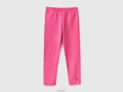fuchsia Benetton barn leggings i stretch i bomull 20TRB2969