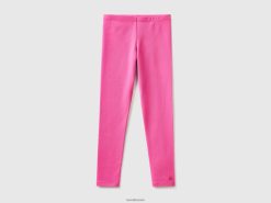 fuchsia Benetton barn leggings i stretchbomull med logo 20TRB2620