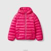 fuchsia Benetton barn pufferjakke med hette 20TRB5204