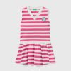 fuchsia Benetton barn stripete ermeløs kjole 20TRB2570