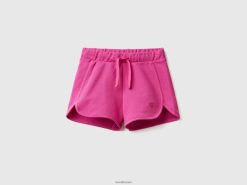 fuchsia Benetton barn svetteshorts i 100 % økologisk bomull 20TRB3023
