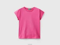 fuchsia Benetton barn T-skjorte i 100 % økologisk bomull 20TRB5579