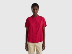 fuchsia Benetton kvinner flytende skjorte i bærekraftig viskose 20TRB518