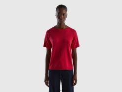 fuchsia Benetton kvinner kortermet genser 20TRB38