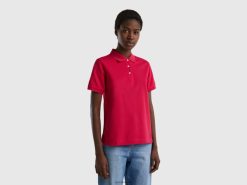 fuchsia Benetton kvinner polo i stretch økologisk bomull 20TRB3785