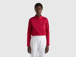 fuchsia Benetton kvinner skjorte i lett bomull 20TRB3990