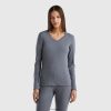grå Benetton kvinner slim fit ribbet topp 20TRB898
