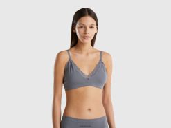 grå Benetton kvinner strikket trekant BH 20TRB959