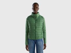 grønn Benetton kvinner ermeløs pufferjakke med resirkulert vatt 20TRB278