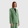 grønn Benetton kvinner fôret flytende blazer 20TRB242