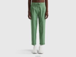 grønn Benetton kvinner joggebukser i stretchbomull 20TRB584