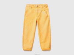 gul Benetton barn bukse med løs passform i bomull 20TRB4923