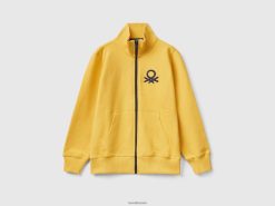 gul Benetton barn genser i ren bomull med glidelås 20TRB1821