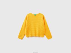 gul Benetton barn genser i resirkulert bomullsblanding 20TRB3437
