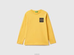 gul Benetton barn langermet t-skjorte med logo 20TRB1718