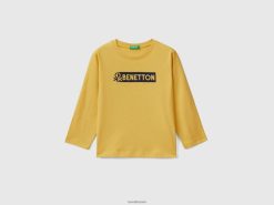 gul Benetton barn langermet t-skjorte med logo 20TRB5071