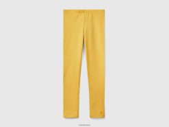 gul Benetton barn leggings i stretchbomull med logo 20TRB5378