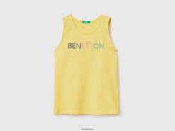 gul Benetton barn tank topp med glitrende logotrykk 20TRB2496