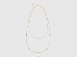 gull Benetton kvinner gull dobbel kjede halskjede 20TRB709