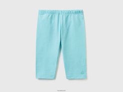 himmelblå Benetton barn 3/4 leggings i stretchbomull 20TRB5662