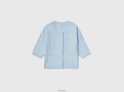 himmelblå Benetton barn cardigan i resirkulert bomullsblanding 20TRB3469
