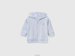 himmelblå Benetton barn genser med hette i økologisk bomull 20TRB5861