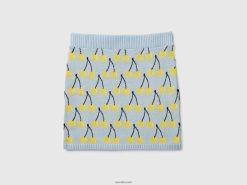 himmelblå Benetton barn himmelblått miniskjørt med kirsebærmønster 20TRB2729