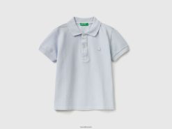 himmelblå Benetton barn kortermet polo i økologisk bomull 20TRB5141