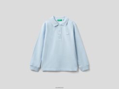himmelblå Benetton barn langermet polo i økologisk bomull 20TRB2305