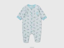 himmelblå Benetton barn mønstret genser i økologisk bomull 20TRB3190