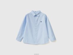 himmelblå Benetton barn skjorte i ren bomull 20TRB2234