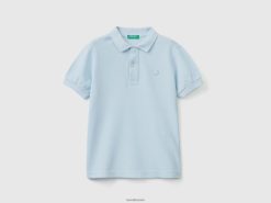 himmelblå Benetton barn slim fit polo i 100 % økologisk bomull 20TRB1889