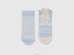 himmelblå Benetton barn sokker i økologisk bomullsblanding 20TRB3317
