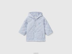 himmelblå Benetton barn vattert jakke med hette 20TRB5745