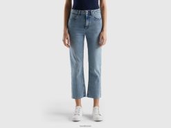 himmelblå Benetton kvinner cropped jeans med fem lommer 20TRB669