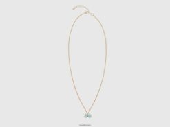 himmelblå Benetton kvinner halskjede med himmelblå logoanheng 20TRB867