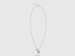 himmelblå Benetton kvinner halskjede med himmelblått kirsebæranheng 20TRB764