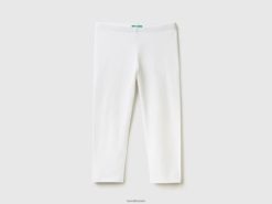 hvit Benetton barn 3/4 leggings i stretchbomull 20TRB2593
