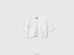 hvit Benetton barn åpen strikket cardigan i linblanding 20TRB6086
