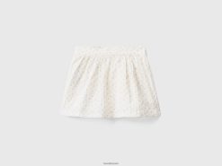 hvit Benetton barn blomsterskjørt i stretchbomull 20TRB5960