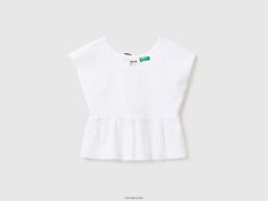 hvit Benetton barn bluse med sløyfe bak 20TRB2453