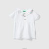 hvit Benetton barn bluse med volang i linblanding 20TRB2878