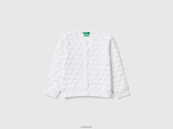 hvit Benetton barn cardigan i resirkulert bomullsblanding 20TRB3447