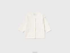hvit Benetton barn cardigan i resirkulert bomullsblanding 20TRB3471
