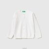 hvit Benetton barn cardigan med glitrende knapper 20TRB3454