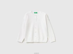 hvit Benetton barn cardigan med glitrende knapper 20TRB6101