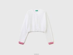 hvit Benetton barn cropped cardigan i bouclã©-garn 20TRB3428