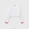 hvit Benetton barn cropped cardigan i bouclã©-garn 20TRB6080
